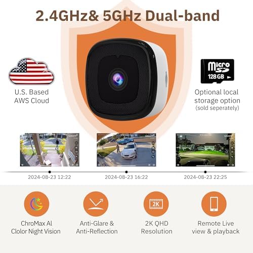 3MP 2K Window Camera,2.4GHz&5GHz WiFi Indoor Cameras for Home Security 2 Pack with ChroMax Al Color Night Vision,Person & Motion Detection,24/7 Recording,Easy&Quick Install - Image 3