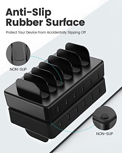 CREATIVE DESIGN 50W 6 Ports Multi Charger Station with 6 Charging Cables, USB Charging Dock for Multiple Devices, Compatible with Cellphone iPad Kindle Tablet and Other Electronic Devices - Image 6